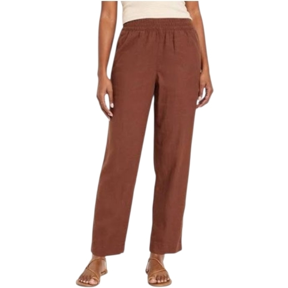 OLD NAVY HIGH WAISTED LINEN BLEND STRAIGHT PANTS SIZE XL